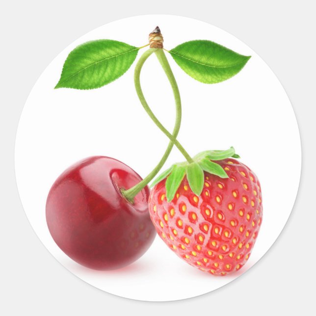 Cherry und Erdbeere zusammen Runder Aufkleber (Vorderseite)
