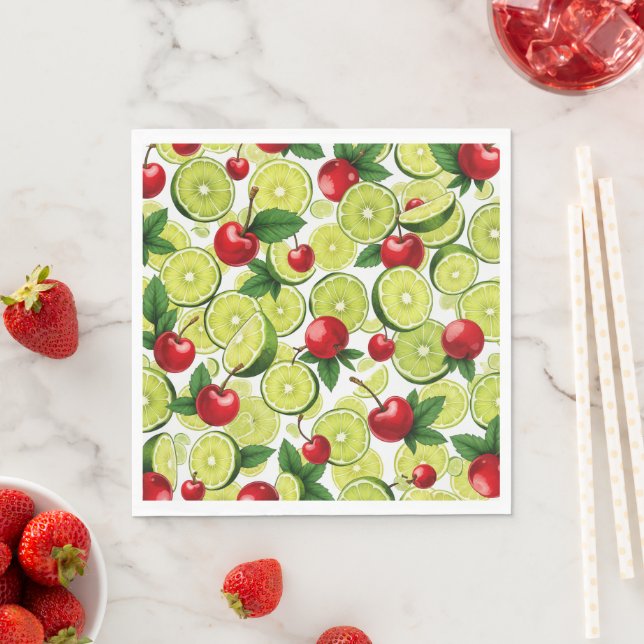 Cherry und Limes Napkin Serviette (Beispiel)