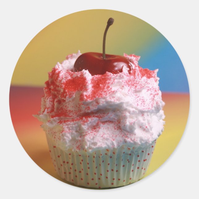 Cherry Vanilla Cupcake Runder Aufkleber (Vorderseite)