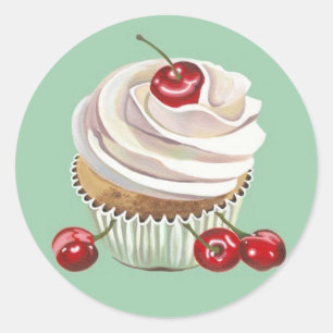 Cherry-Vanille-Kuchen-Aufkleber Runder Aufkleber