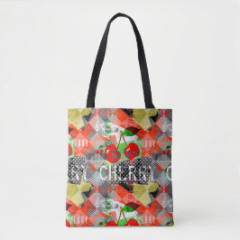 Cherry-Version Eine kleinere, moderne Collage-Kuns Tasche