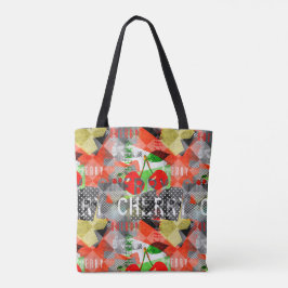 Cherry-Version Eine kleinere, moderne Collage-Kuns Tasche