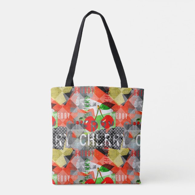 Cherry-Version Eine kleinere, moderne Collage-Kuns Tasche (Rückseite)