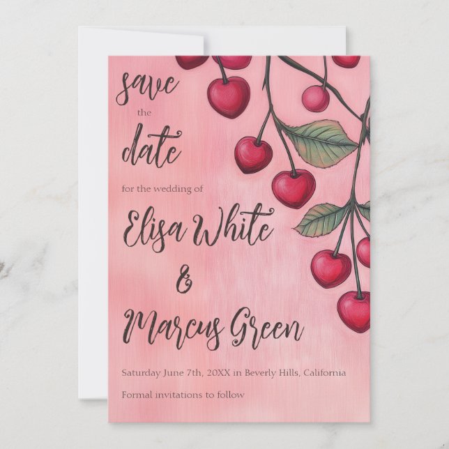 Cherry Vibes Custom Wedding Verlobung Save The Date (Vorderseite)