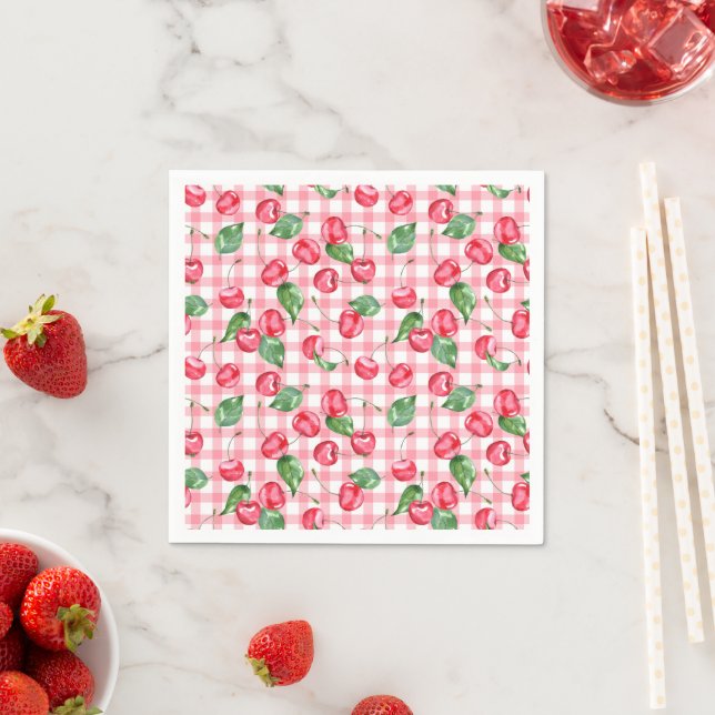 Cherry Watercolor-Muster Serviette (Beispiel)