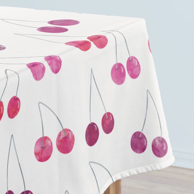 Cherry Watercolor-Muster Tischdecke (Watercolor pink and white cherry pattern tablecloth)