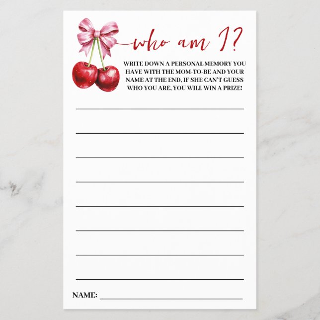 Cherry Who I Baby Showgame Card Flyer (Vorne)