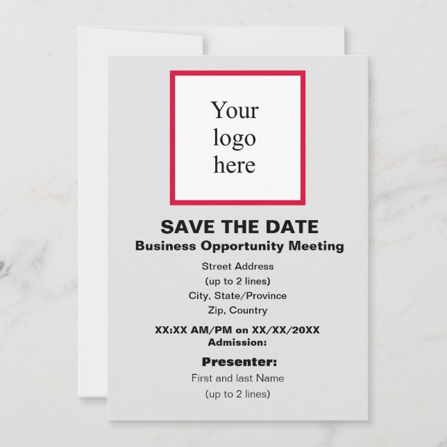 Cherry/Wht./Lt. Grey Bus. Opp. Mtg. Logo Save The Date (Vorderseite)