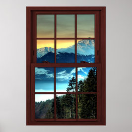 Cherry Wood Picture Window Mountain View 3 von 3 Poster