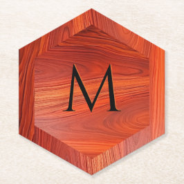 Cherry wood texture custom monogram. untersetzer