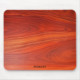Cherry wood texture custom monoram. mousepad