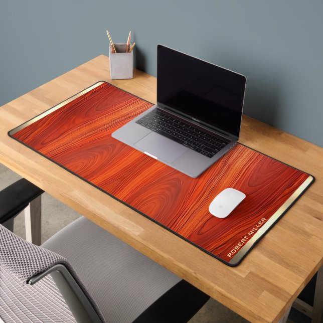 Cherry wood texture custom monoram. schreibtischunterlage (Büro 2)