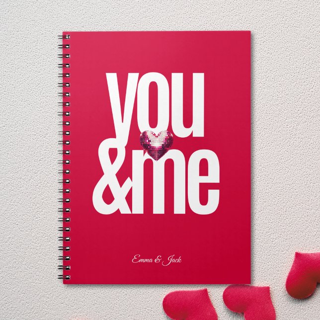 Cherry You & Me Personalisiert Pink Valentinstag Notizblock (Cherry You & Me Personalized Pink Valentine's Day Notebook)