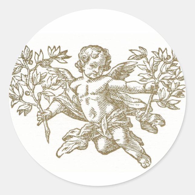 Cherub Amgel<white>Umschlag-Aufkleber Runder Aufkleber (Vorderseite)