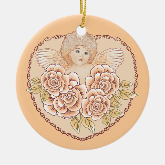 Cherub Angel Coeur ornement personnalisé (Devant)