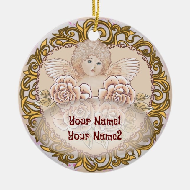 Cherub Angel Heart Keramik Ornament (Vorne)