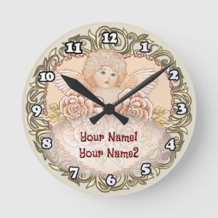 Cherub Angel Heart Runde Wanduhr