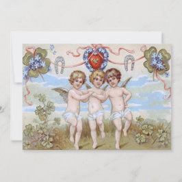 Cherub Angel Horseshoe Kleeblatt Einladung