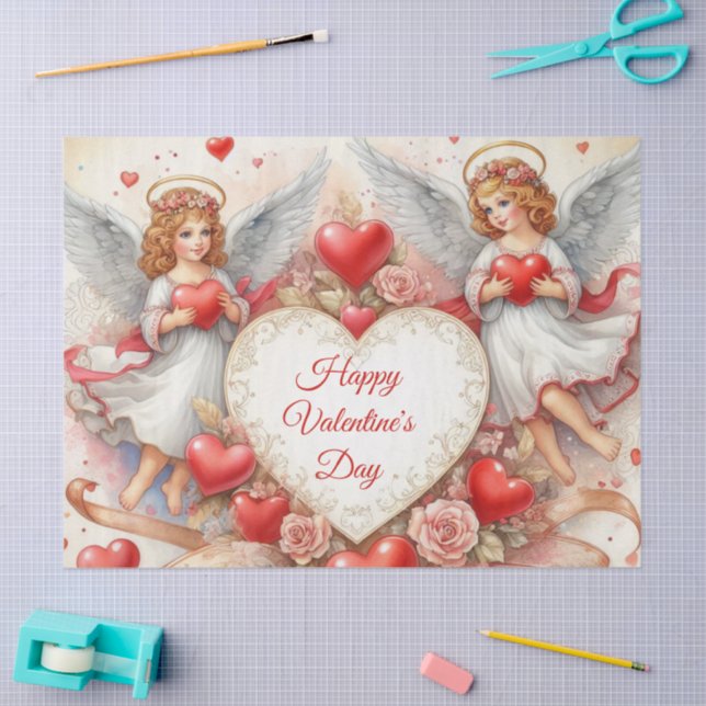 Cherub Angels Valentines Day  Seidenpapier (Basteln)