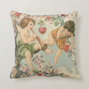 Cherub Cupid Flute Magnolia Tree Herz Kissen