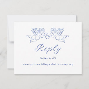 Cherub Cupid Paar hält Herz Hochzeits Online RSVP Karte