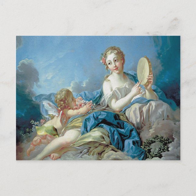 Cherub mit Blume Postkarte (Vorderseite)