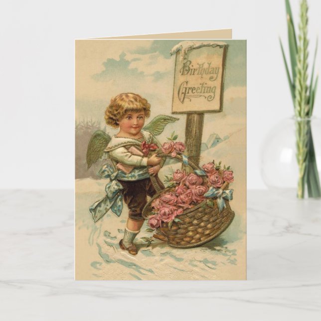 Cherub mit Rose Karte (Vorderseite)