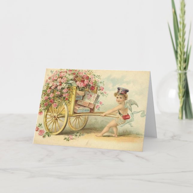 Cherub victorien avec les cartes de Saint Valentin (Devant)