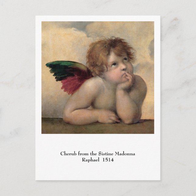 Cherub von Sistine Madonna nach Raphael Postkarte (Vorderseite)