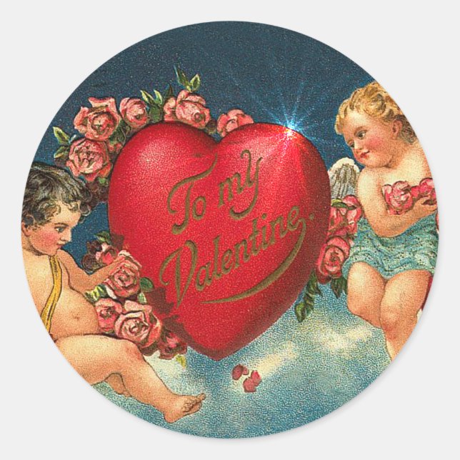 CHERUBS & HEARDS von SHARON SHARPE Runder Aufkleber (Vorderseite)