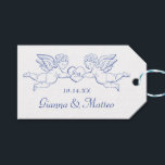 Cherubs Holding Heart Couple Cupids Initials Geschenkanhänger<br><div class="desc">Zwei geflügelte Naben,  die Herz mit bearbeitbaren Initialen und Text halten</div>