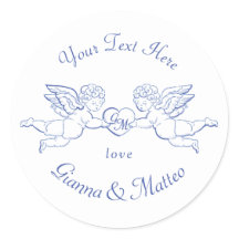 Cherubs Holding Heart Couple Cupids Initials