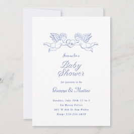 Cherubs Holding Heart Couples Baby Dusche Einladung