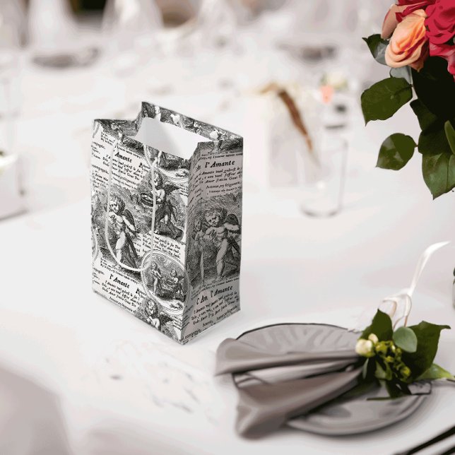 Cherubs in Love Romantic French Toile Mittlere Geschenktüte (Von Creator hochgeladen)