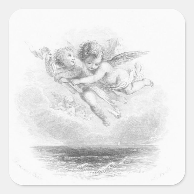 Cherubs Quadratischer Aufkleber (Vorderseite)