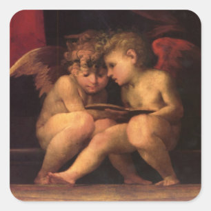 Cherubs von Madonna begeistert von vier Heiligen Quadratischer Aufkleber