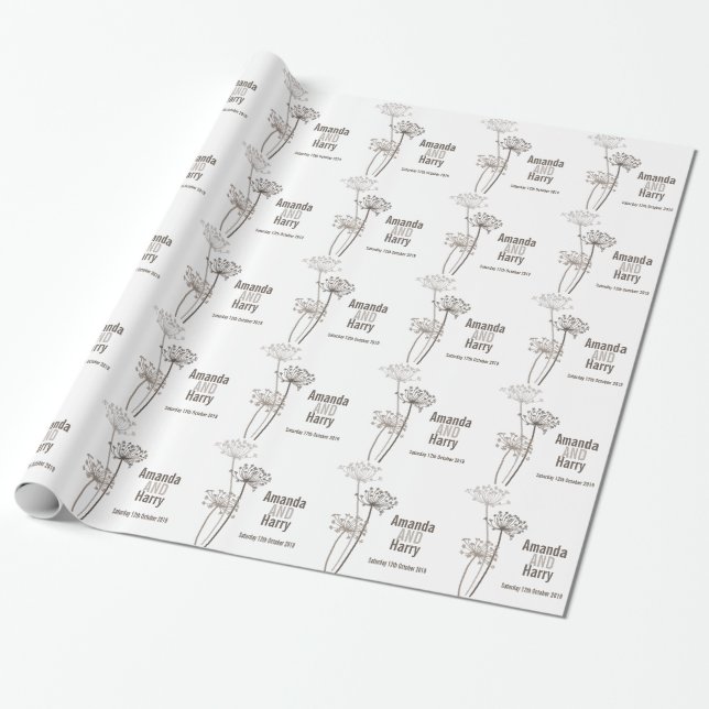 Chervil brun moderne noms mariage papier cadeau (Déroulé)