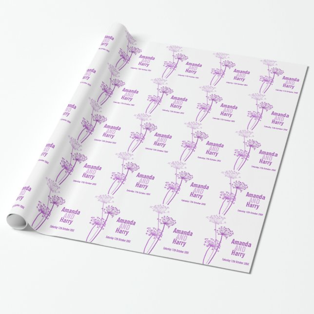 Chervil lila, moderne Hochzeitsnamensartikel Geschenkpapier (Ungerollt)