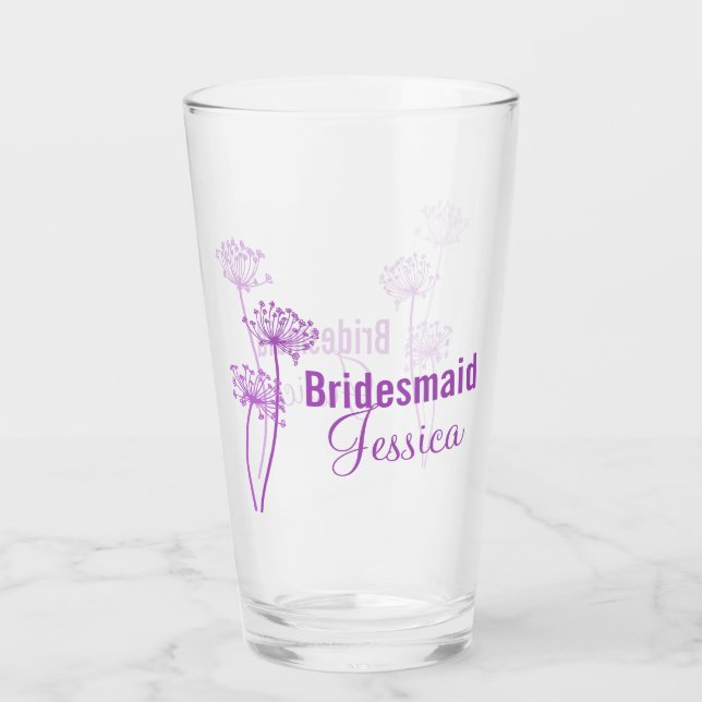 Chervil moderne Blume Grafik lila Gastgeschenk Hoc Glas (Rückseite)