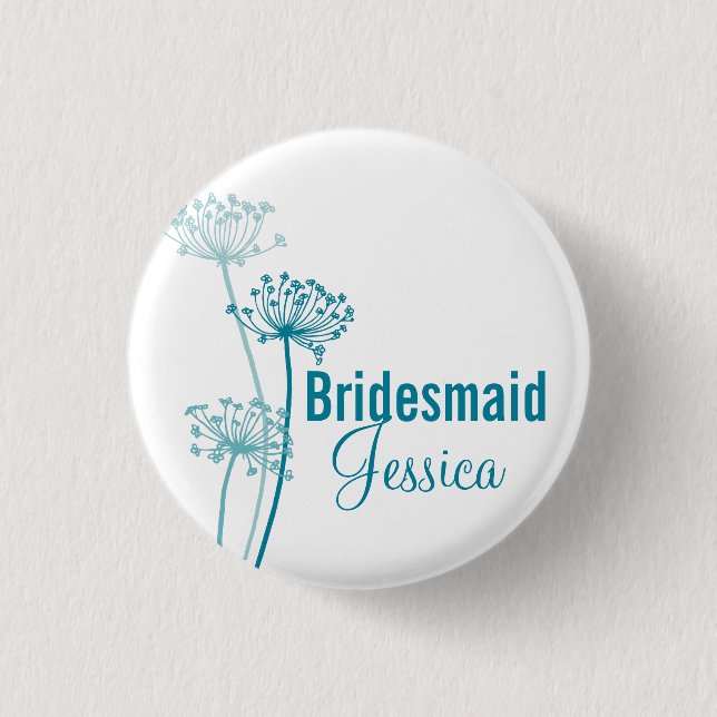 Chervil moderne Blume Hochzeit Button / Taste (Vorderseite)