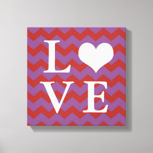 Chervon Muster rote Herz LIEBE Leinwand Wandkunst