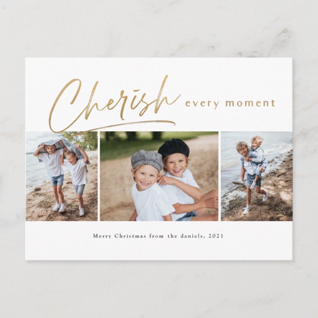 Cheryl jeden Augenblick drei Foto Weihnachtskarte Postkarte (Vorderseite)