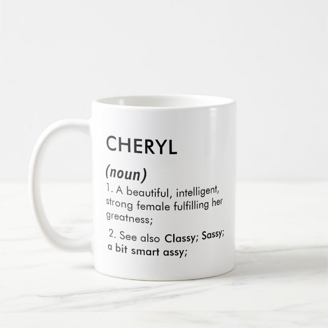 Cheryl name, Editable name, Custom name Kaffeetasse (Links)