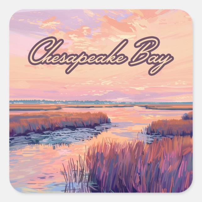 Chesapeake Bay Annapolis Maryland Virginia Sunrise Quadratischer Aufkleber (Vorderseite)