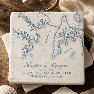 Chesapeake Bay Beach Club Hochzeitskarten-Andenken Steinuntersetzer