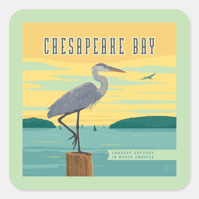 Chesapeake Bay größte Küste Nordamerikas Quadratischer Aufkleber (Vorderseite)