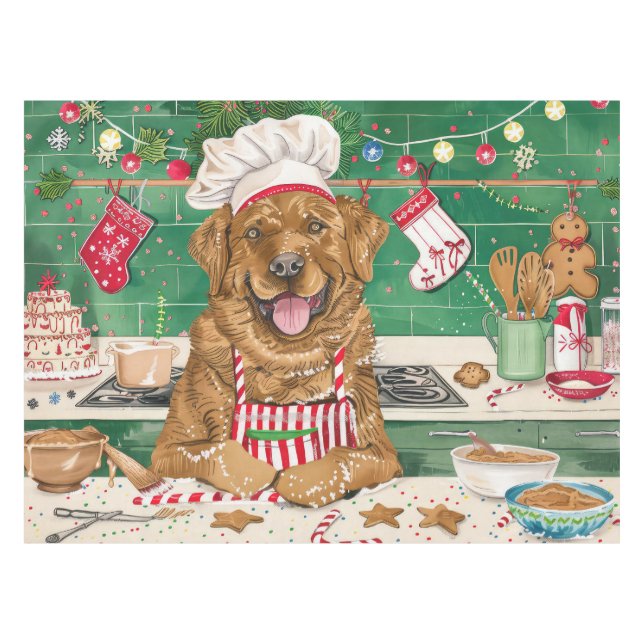 Chesapeake Bay Retriever Backen: Feierliche Weihna Tischdecke (Vorderseite (Horizontal))