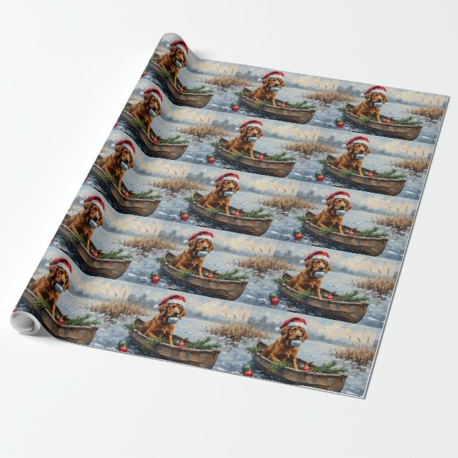 Chesapeake Bay Retriever Christmas Hunting Boat Geschenkpapier (Ungerollt)
