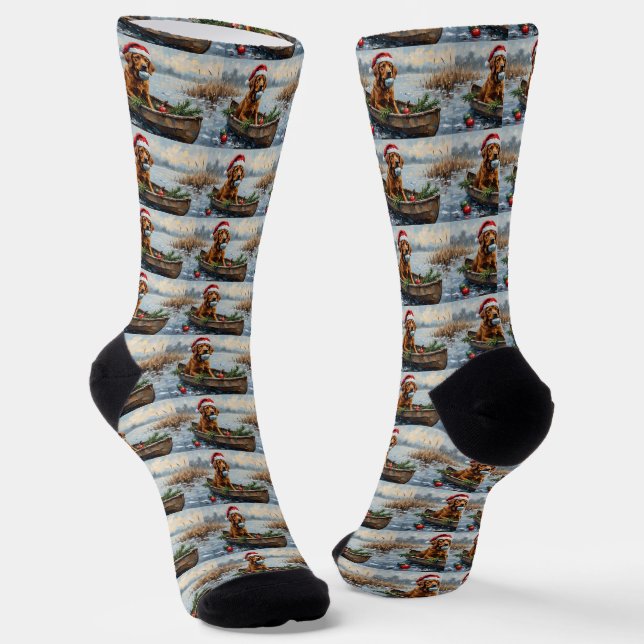Chesapeake Bay Retriever Christmas Hunting Boat Socken (Gewinkelt)
