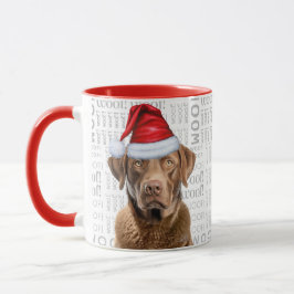 Chesapeake Bay Retriever Dog Santa Woof Hintergrun Tasse